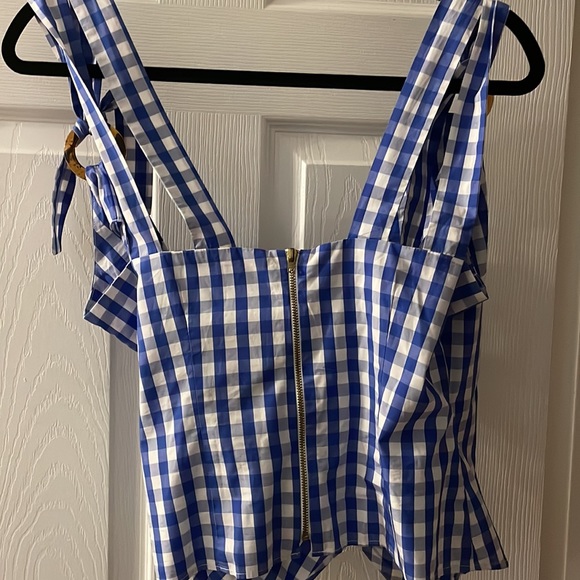 Blue Check Uterque Wrap Top - Picture 4 of 5